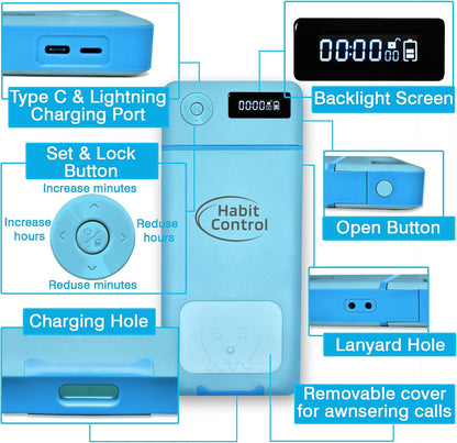 Cell Phone Lock Box with Timer for Self-Discipline, Portable Time Lock Box Suitable for iPhone and Android Smartphones, Phone Jail Box with Timer to Reduce Screen Time, Mindfulness Gift
