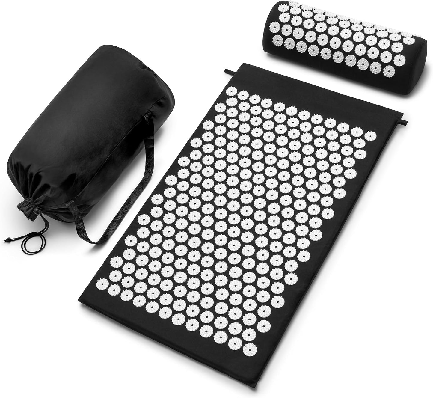 Sivan Health and Fitness Acupressure Mat and Pillow Set - Grounding Mat for Stress, Back & Neck Pain - Acupuncture Point Massage Mat for Muscle Relaxation, Sciatica, & Meditation - Includes Carry Bag