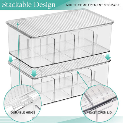 Sorbus Tea Bag Organizer, 2-Pack Clear Bins with Removable Dividers