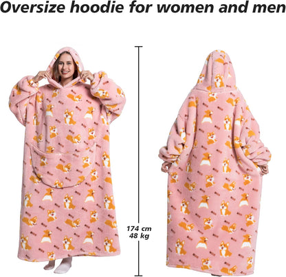 Capecage Blanket Hoodie, Long Hooded Blanket Sweatshirt as Birthday Gifts for Women Men, Long Wearable Blanket for Women Men.