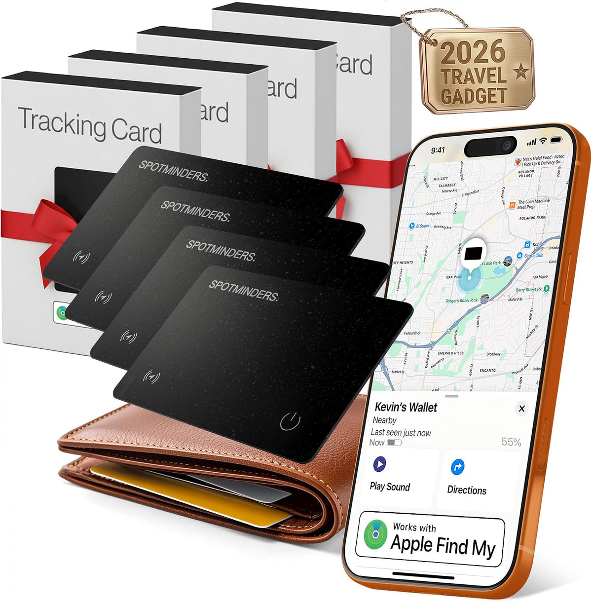 SPOTMINDERS Apple MFi Certified Wallet Tracker PRO Works with Apple Find My IP68 Rechargeable Tracking Card for Wallet Luggage Passport 0.07in Slim Credit Card Design Item Finder