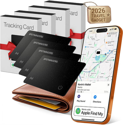 SPOTMINDERS Apple MFi Certified Wallet Tracker PRO Works with Apple Find My IP68 Rechargeable Tracking Card for Wallet Luggage Passport 0.07in Slim Credit Card Design Item Finder