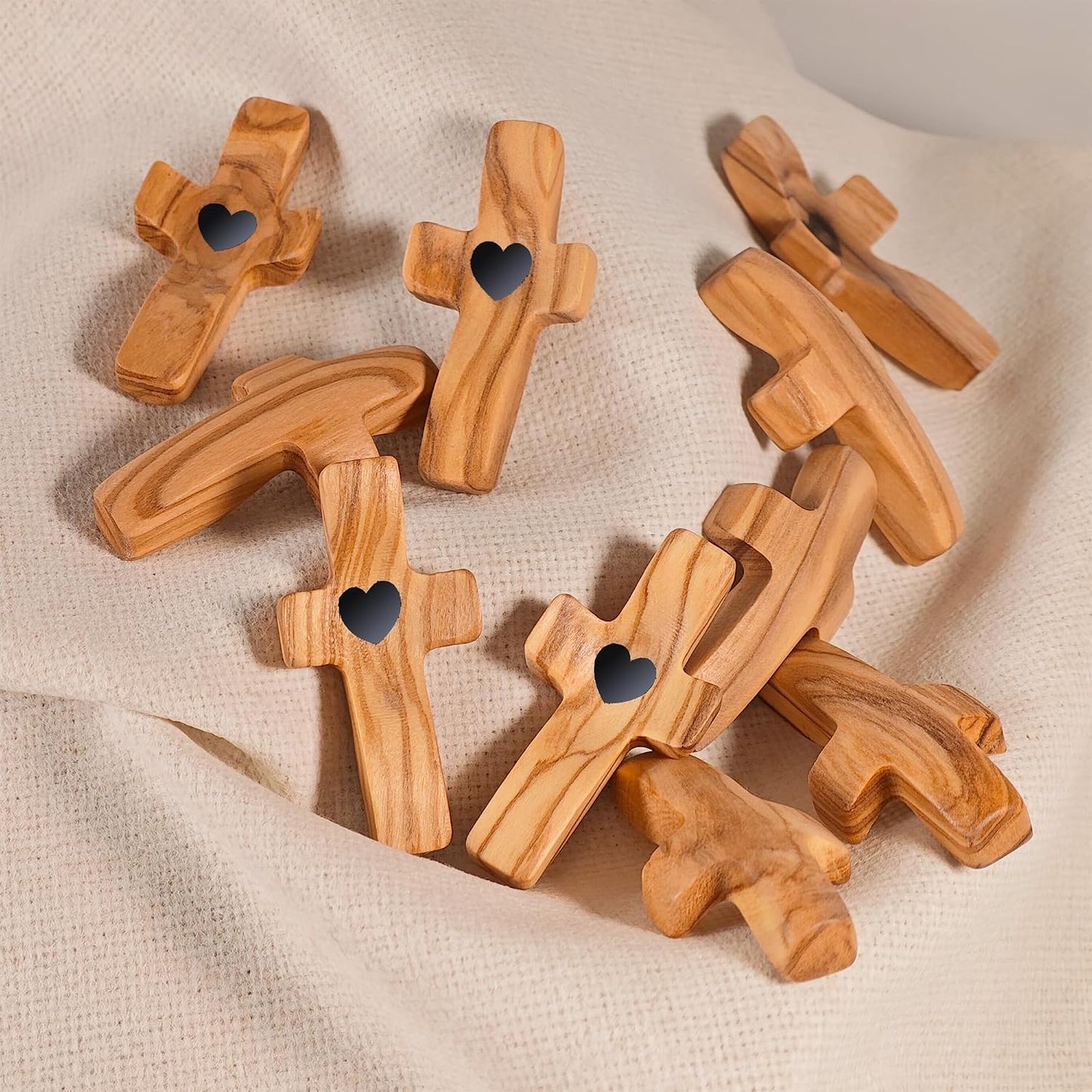 Cross My Heart/Encouragement Gift Wood Comfort Pocket Prayer Cross for Clutching, Clinging and Praying Christian Religious Gift