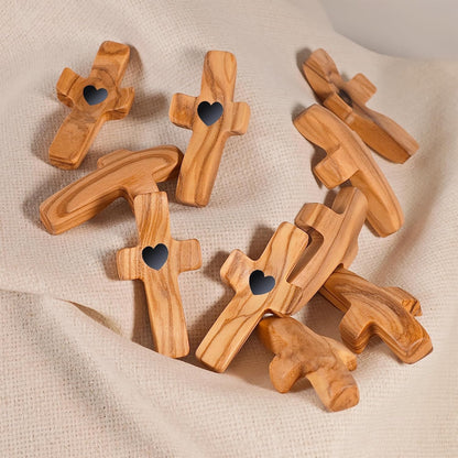 Cross My Heart/Encouragement Gift Wood Comfort Pocket Prayer Cross for Clutching, Clinging and Praying Christian Religious Gift