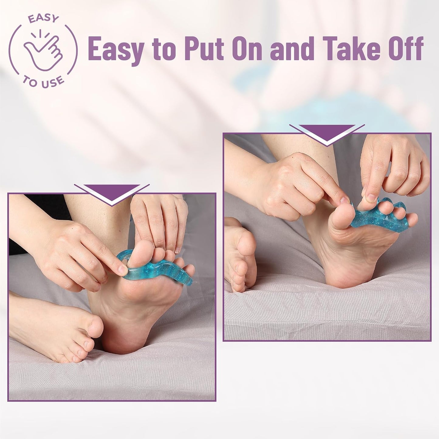 DR. JK- ToePal Gel Toe Separator, 2 Pairs, Toe Spacers, Toe Straightener, Hammer Toe Straightener, Toe Spreader, Toe Stretcher, Toe Corrector for Women and Men, Bunion Corrector