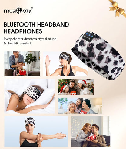 MUSICOZY Sleep Headphones Bluetooth 5.4 Headband, Wireless Earphones Music Sleep Earbuds Sleeping Eye Mask with HD Stereo Speakers for Workout Running Travel Yoga, Ideal Gifts for Men Women Mom Dad