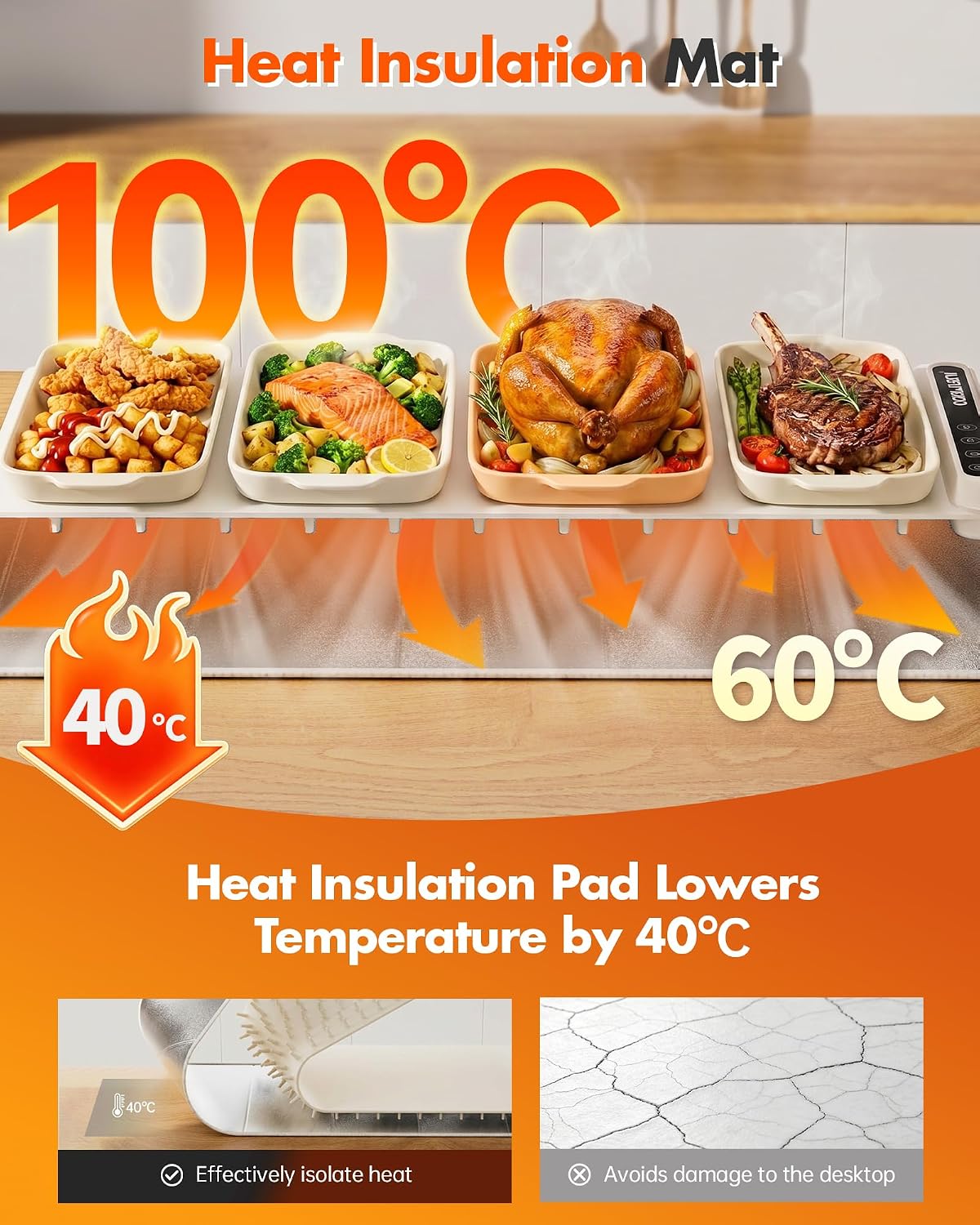 Warming Mat For Food Extra Large 36"x16" 580W Food Warming Mat With Heat Resistant Pad,Chafing Dishes for Buffet 6 Temp 6 Hour,Roll Up Food Warmers for Parties Buffet for Catering Gatherings