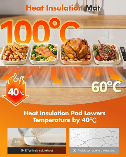 Warming Mat For Food Extra Large 36"x16" 580W Food Warming Mat With Heat Resistant Pad,Chafing Dishes for Buffet 6 Temp 6 Hour,Roll Up Food Warmers for Parties Buffet for Catering Gatherings