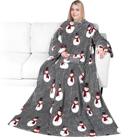 PAVILIA Wearable Blanket with Sleeves for Adult Women Men, Cozy Fleece Warm Wrap Throw with Arms, Gifts for Christmas, Wife