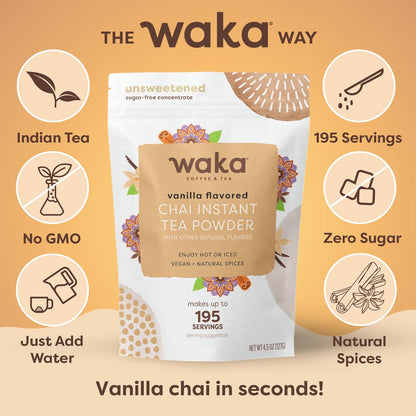 Waka Chai Powder Concentrate, Unsweetened Masala Chai, Sugar-Free, 4.5 oz
