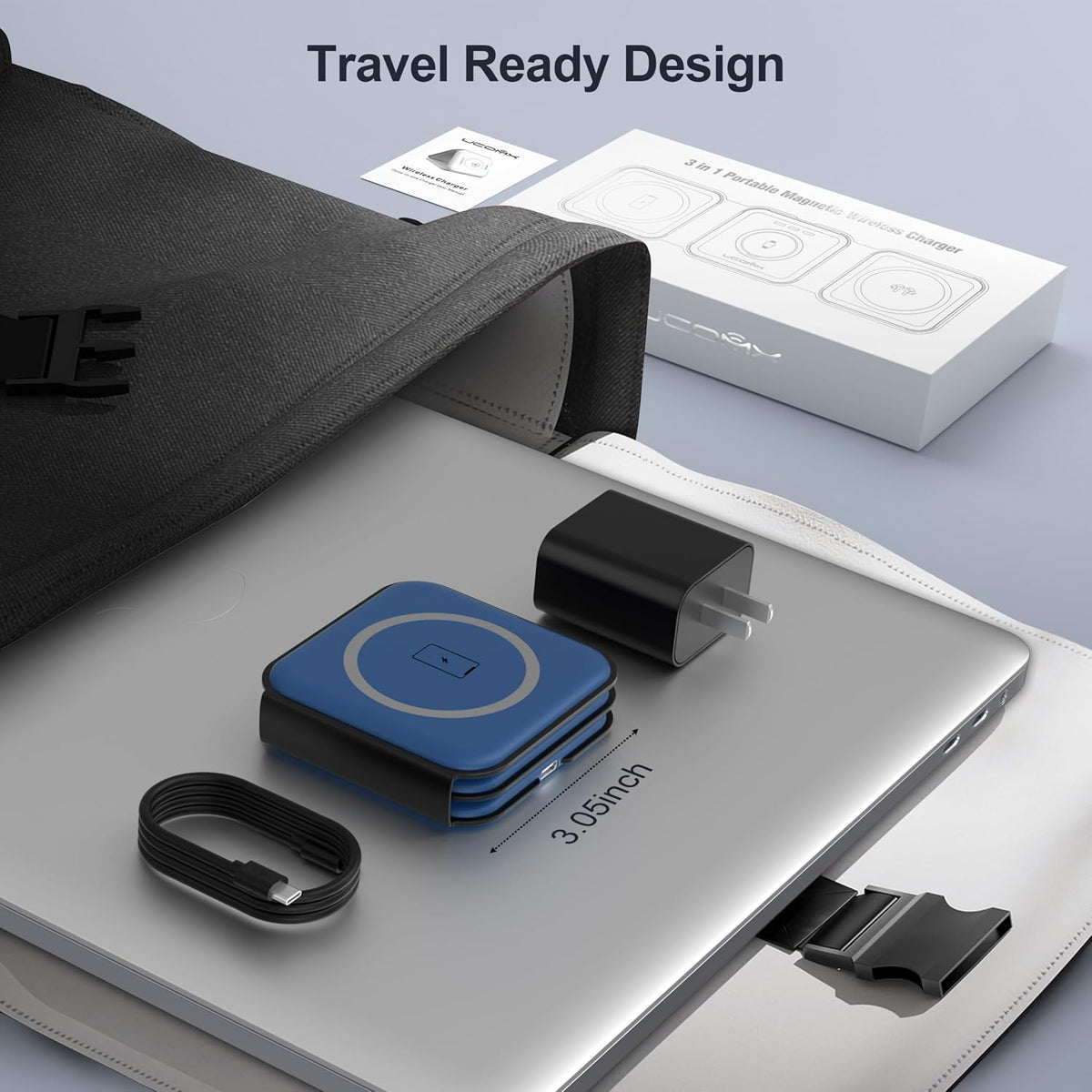 3 in 1 Charging Station for Multple Devices,Foldable 3 in 1 Wireless Charger for Travel,NANO Wireless Charging Station for iPhone17 16 15 14 13 12 Pro Max/Watch 10 9 8 7 6 5 4 3 Ultra/AirPod Pro