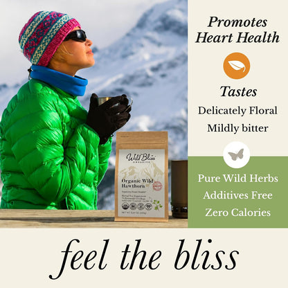 Wild Bliss Organic Hawthorn Leaf and Flower Tea, 75 Tea Bags