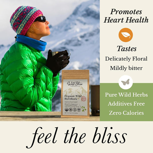 Wild Bliss Organic Hawthorn Leaf and Flower Tea, 75 Tea Bags