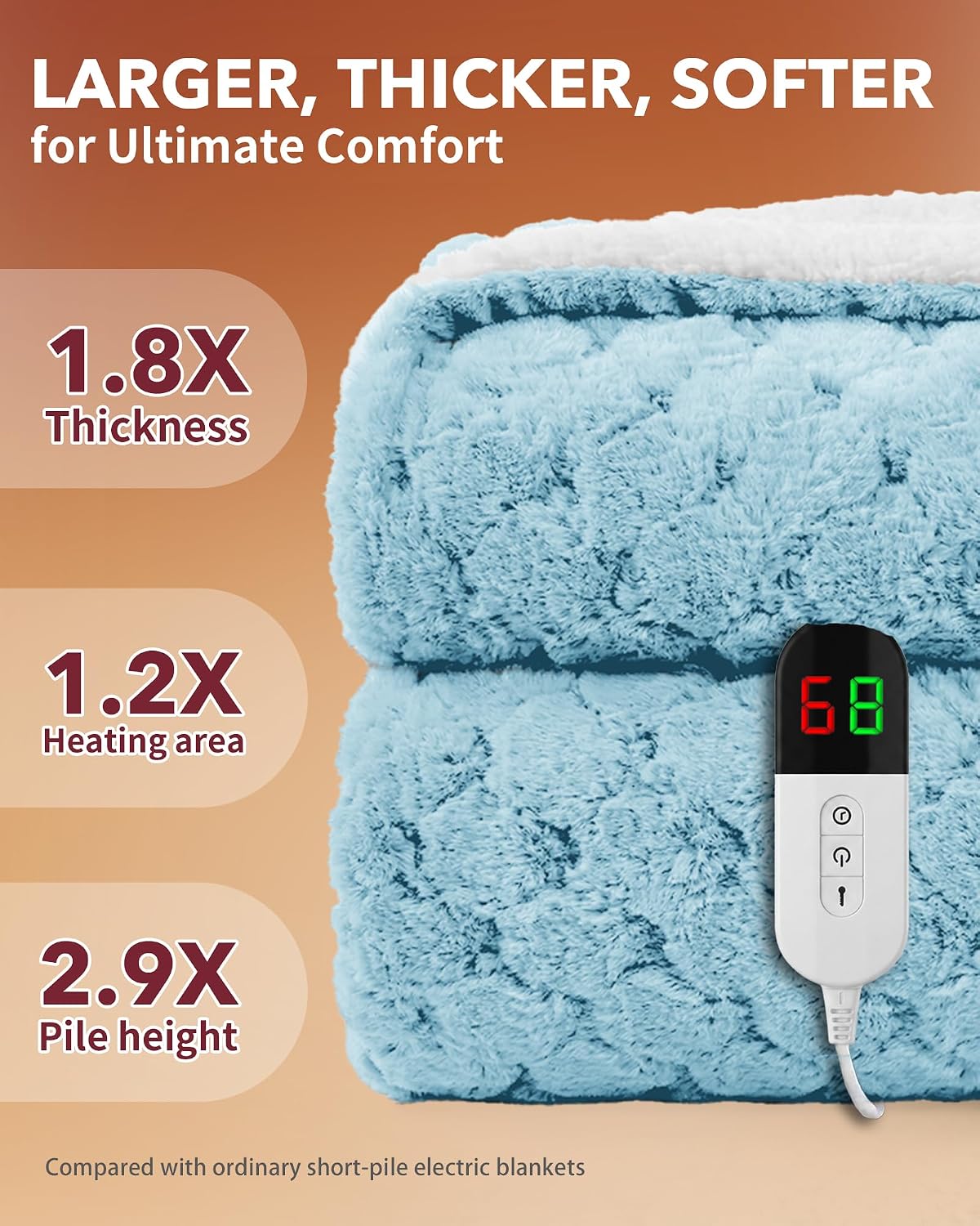 Homemate Electric Heated Blanket Twin - 62"x84" Heating Bed Blankets Throw with 10 Heating Levels 8 Hours Auto Off Fast Heating Over-Heated Protection Ultra Soft Warm Flannel ETL Certified Grey - Colors B