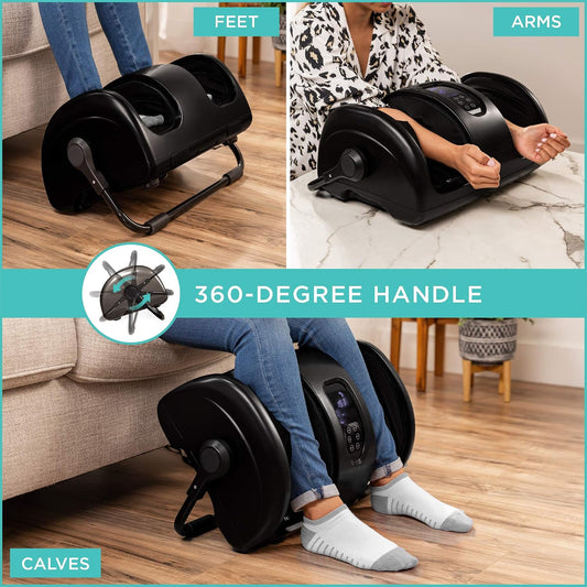Best Choice Products Shiatsu Foot Massager with Heat for Plantar Fasciitis & Neuropathy, Kneading Foot & Calf Massager with Remote, 360° Adjustable Handle, Rolling & Compression Massage - Black