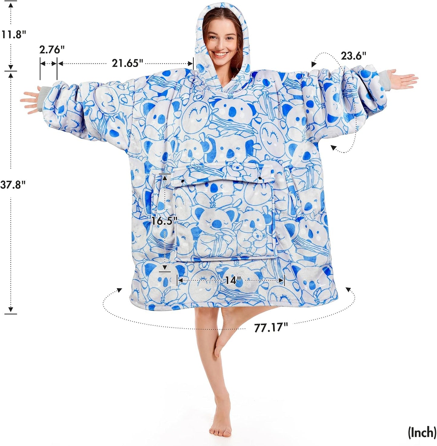 Narecte Cozy Oversized Blanket Hoodie Wearable Blanket Adults Soft Hooded Blanket Hoodie Birthday Gifts for Women Christmas - Colors A
