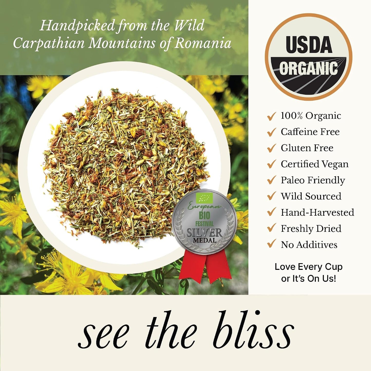 Organic Lemon Balm Tea - Caffeine Free Loose Leaf Herbal Tea - Pharmacopoeia Potency - 25 Servings