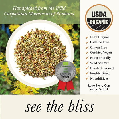 Organic Lemon Balm Tea - Caffeine Free Loose Leaf Herbal Tea - Pharmacopoeia Potency - 25 Servings