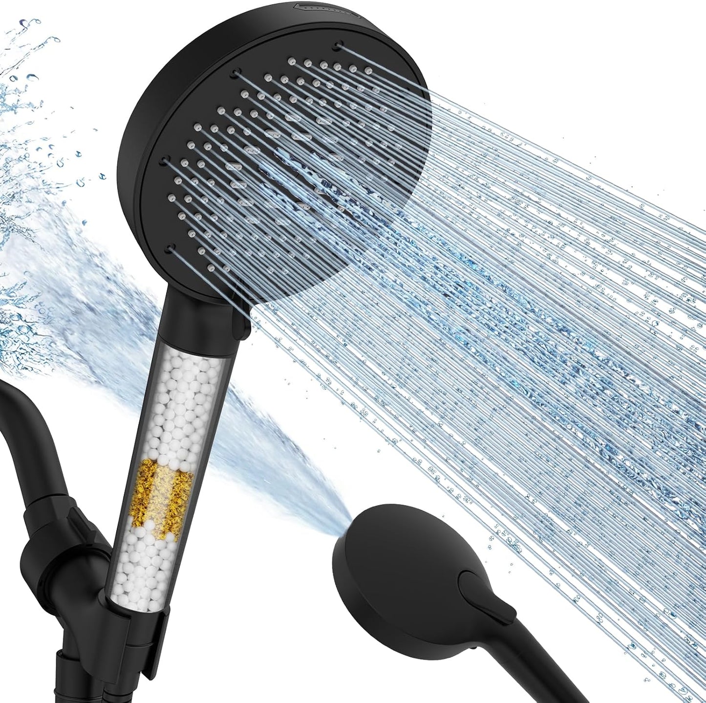 SR SUN RISE NSF Certified Filtered Shower Head with Handheld for Hard Water to Remove Chlorine High Pressure 9-Spray Setting (with Power Wash) Anti-Clog Nozzles (1 Filter, Chrome Silver)