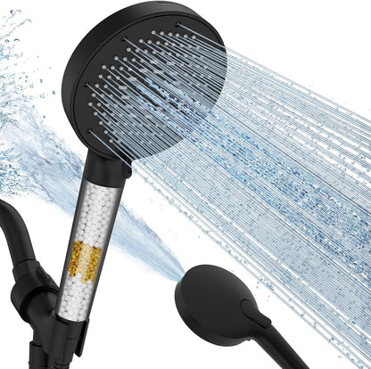 SR SUN RISE NSF Certified Filtered Shower Head with Handheld for Hard Water to Remove Chlorine High Pressure 9-Spray Setting (with Power Wash) Anti-Clog Nozzles (1 Filter, Chrome Silver)