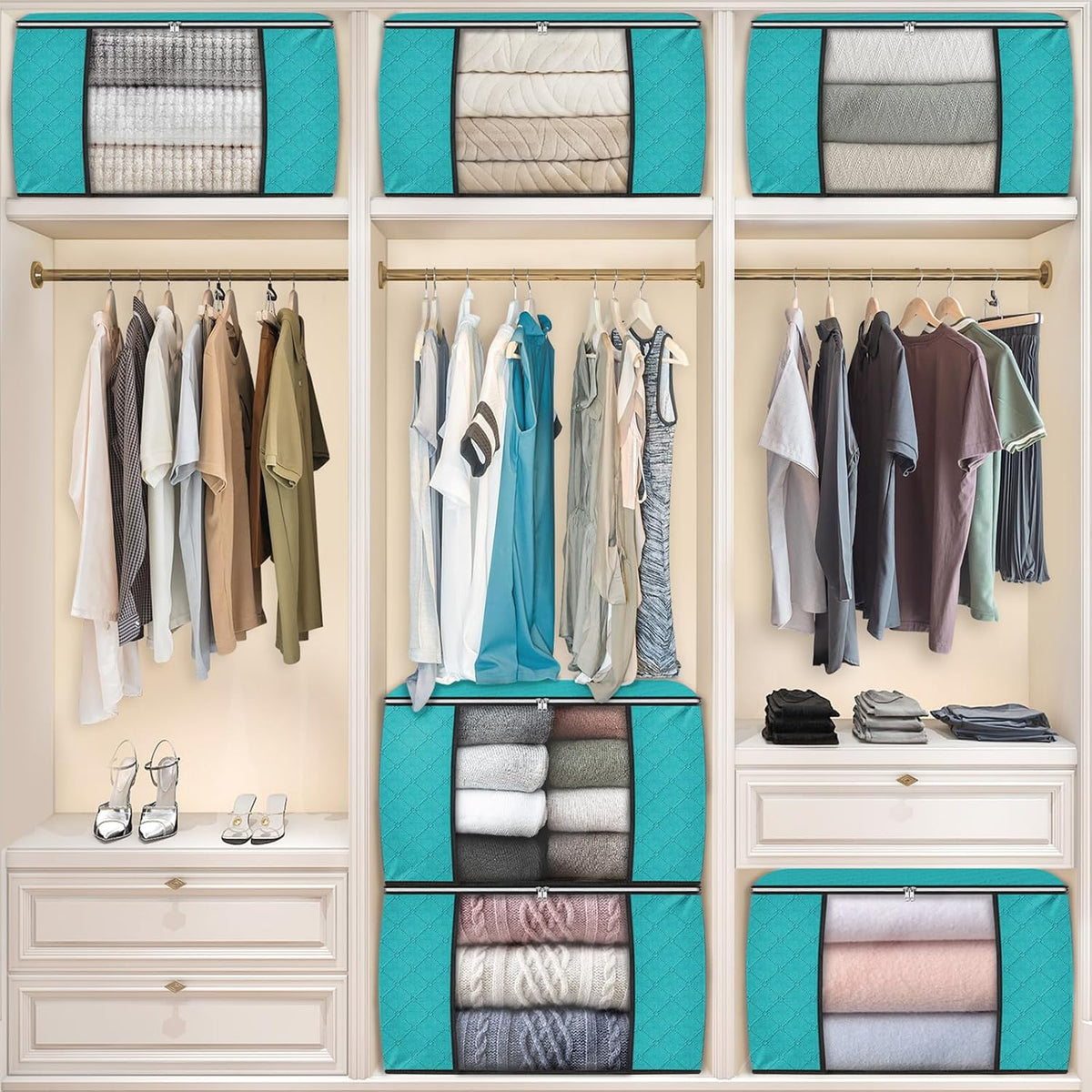 Fab totes Storage Bags for Clothes Blanket Storage Bins with Lids