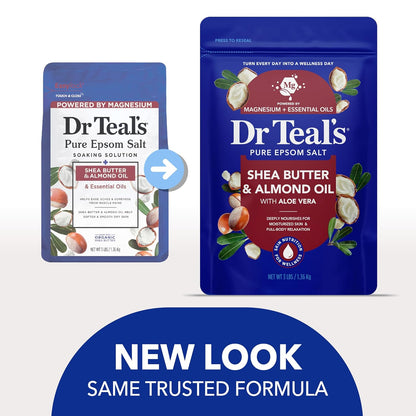Dr Teal's Epsom Salt Magnesium Soak, Soften & Moisturize with Shea Butter & Almond Oil, 3 lbs