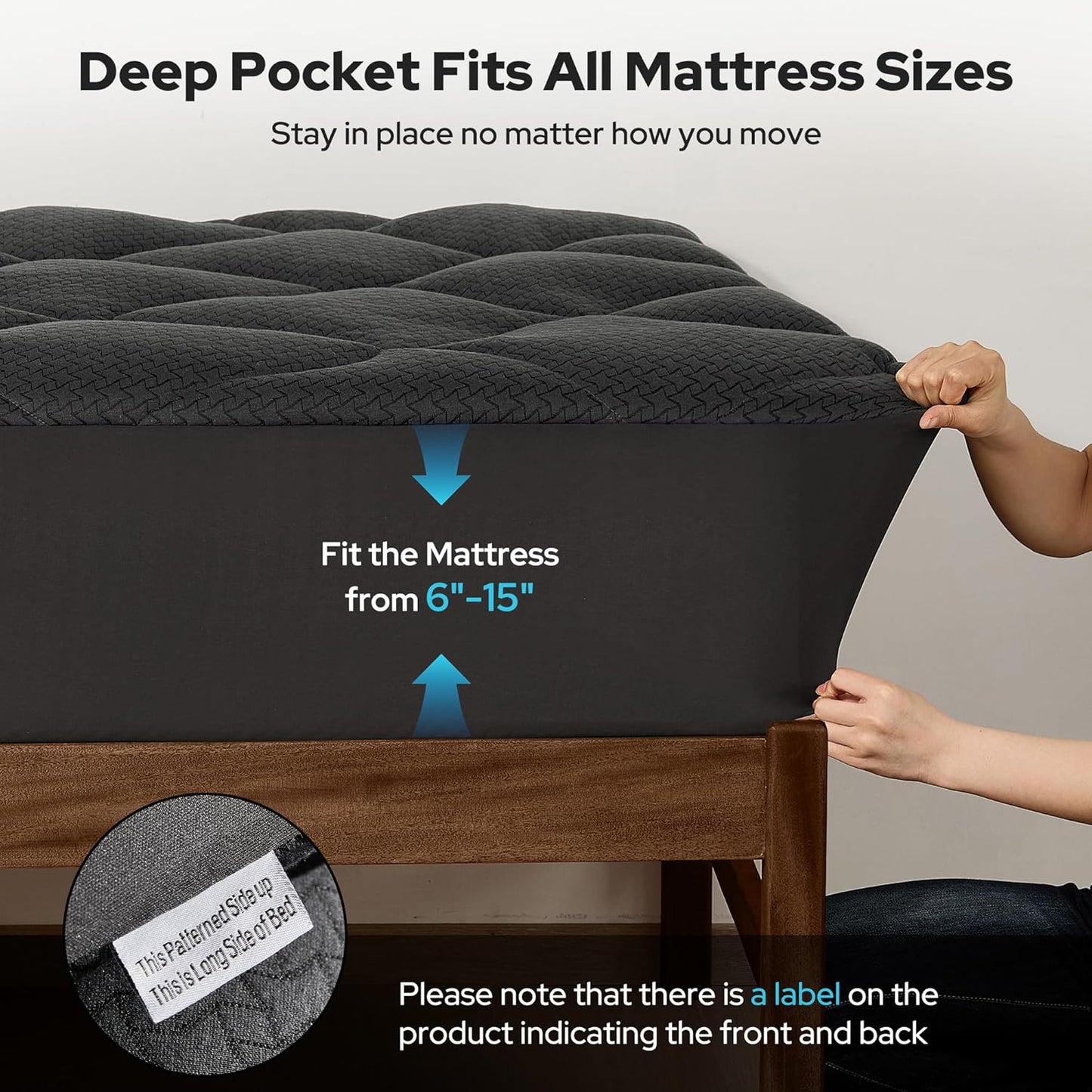 BEDLORE Waterproof Queen Mattress Pad, Breathable Mattress Protector with 6-18 Inch Deep Pocket, Quilted Fitted Mattress Topper Bed Cover, Noiseless & Machine Washable