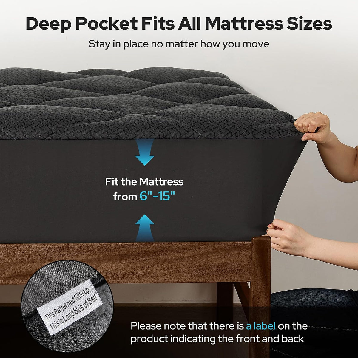 BEDLORE Waterproof Queen Mattress Pad, Breathable Mattress Protector with 6-18 Inch Deep Pocket, Quilted Fitted Mattress Topper Bed Cover, Noiseless & Machine Washable