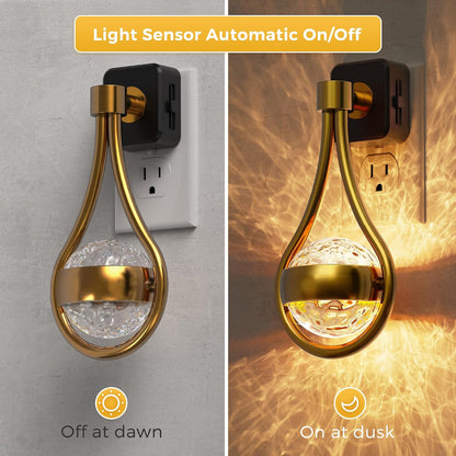 L LOHAS LED Night Lights Plug into wall, Amber Night Light with Adjustable Brightness, Plug in NightLight with Auto Light Sensor, Wall Sconce-Style Design Night Light for Bathroom,Hallway, 2 Pack