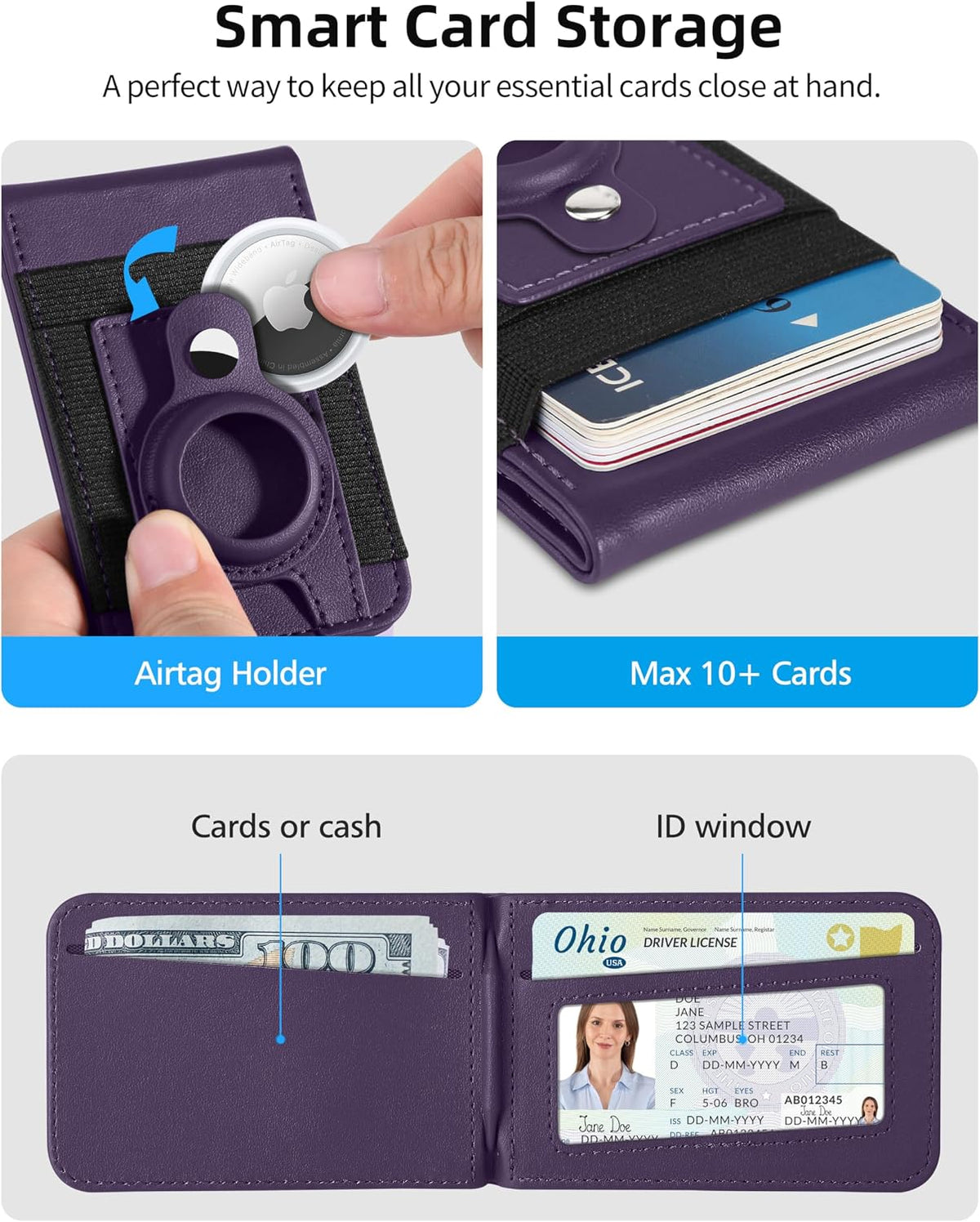 For Magsafe Wallet Stand with Airtag Holder, 10 Cards Holder, RFID Blocking
