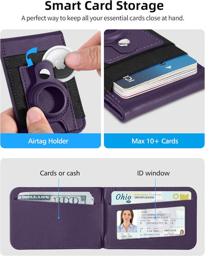 For Magsafe Wallet Stand with Airtag Holder, 10 Cards Holder, RFID Blocking