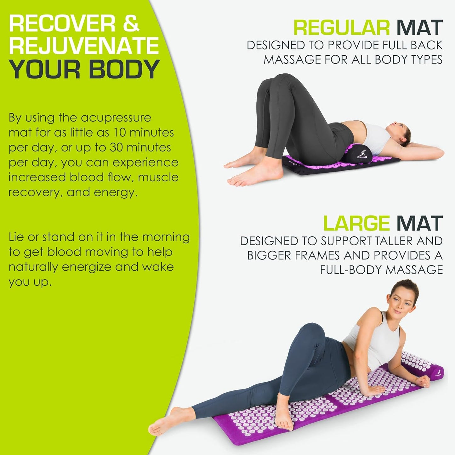 ProsourceFit Acupressure Mat and Pillow Set for Back/Neck Pain Relief and Muscle Relaxation