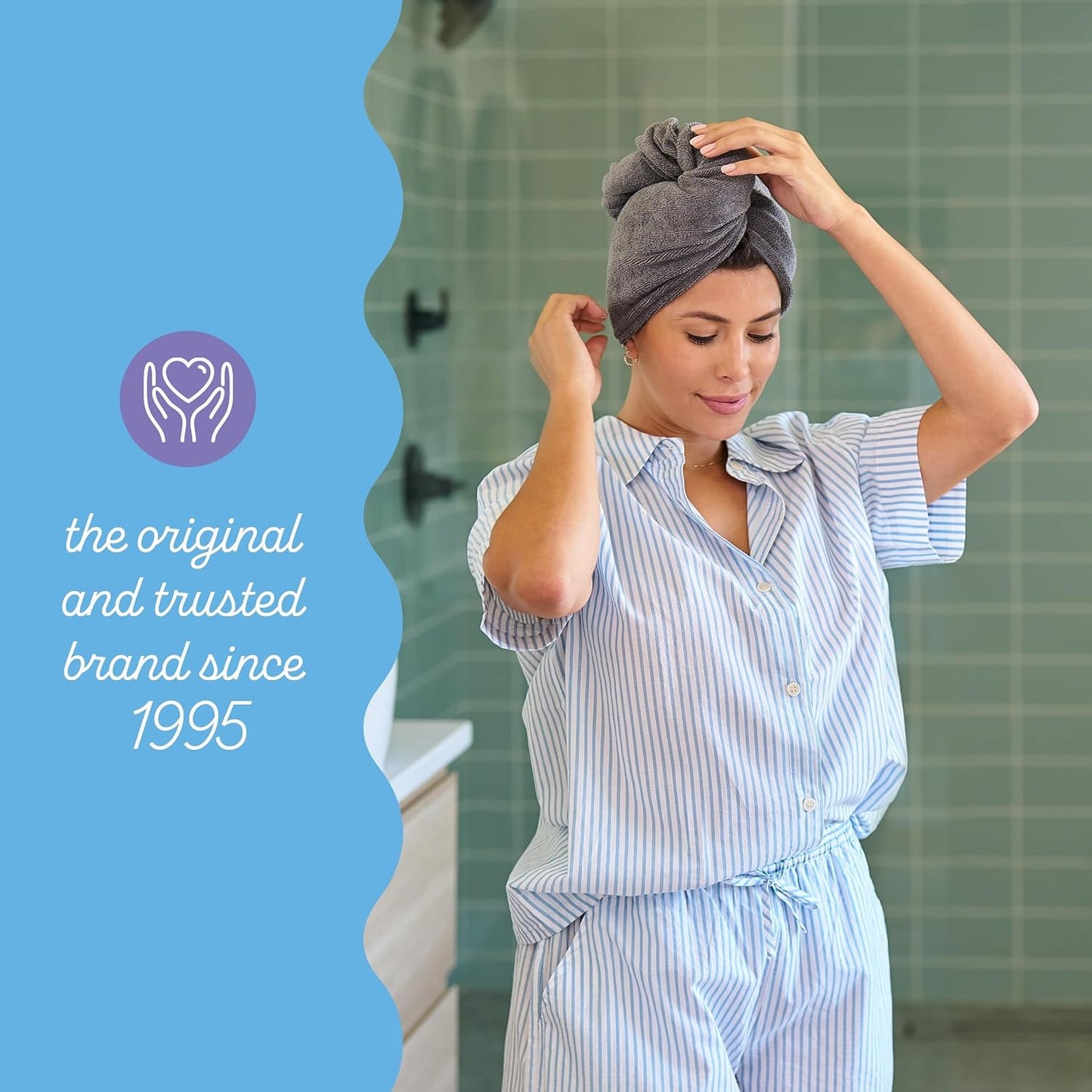 Turbie Twist 2-Pack Microfiber Hair Towel for Beauty, Travel, Gifting - Hair Wrap Turban for Straight, Wavy & Curly Hair - Premium Personal Care - Dark Purple & Light Purple