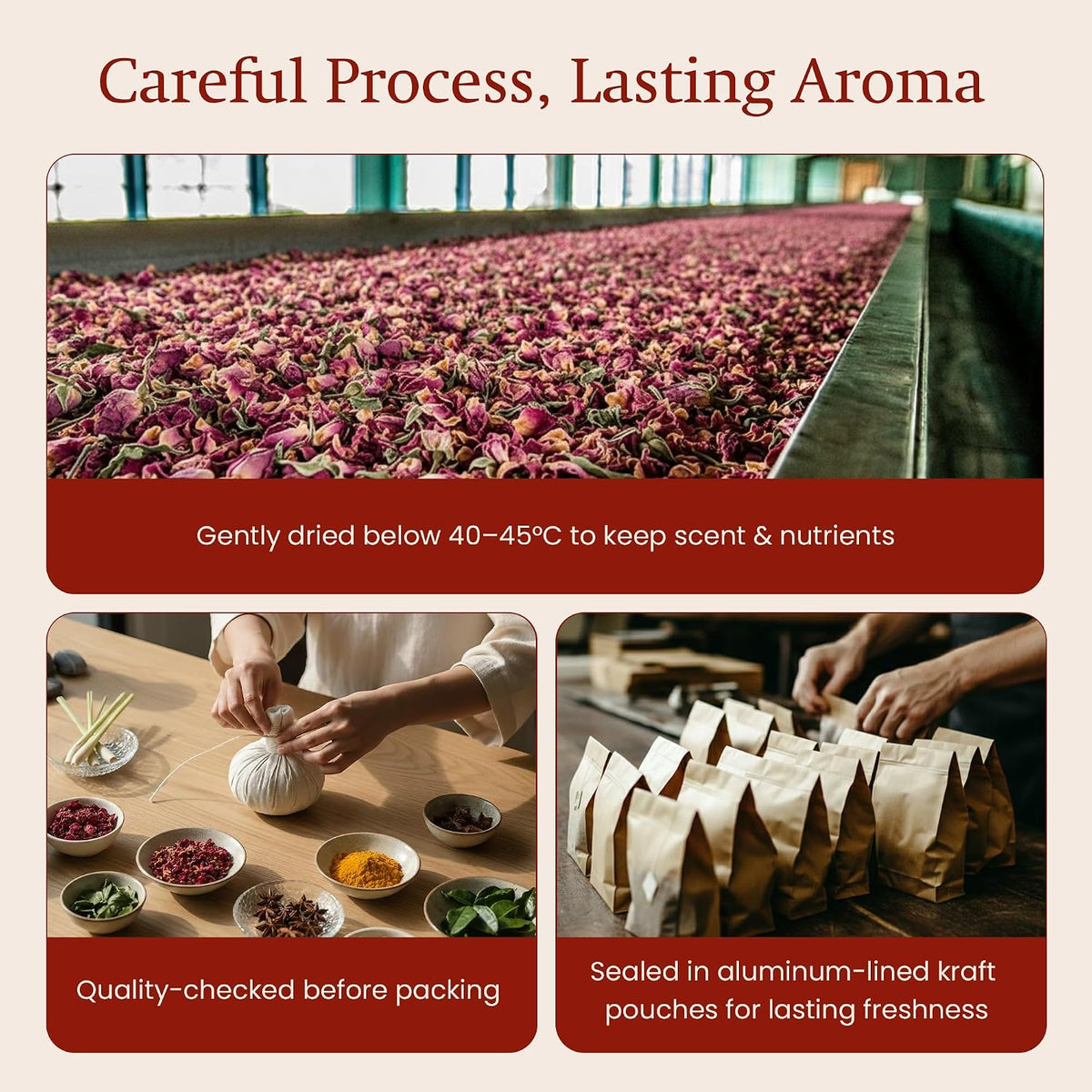 ANNHI TEA Rose Blossom Tea - 12 Tea Bags, 1 Whole Pure Rose per Bag
