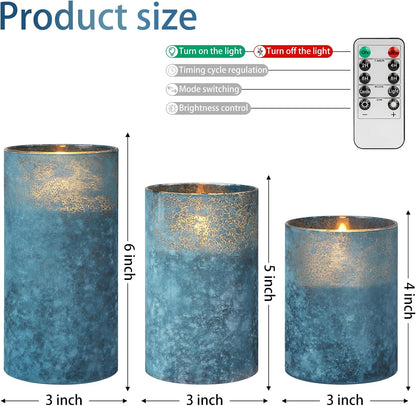 ANGELLOONG Flickering Flameless Candles, Realistic Battery Operated Candles with Remote and Timer, Set of 3 LED Candles for Fall Room Home Wedding Decor Centerpieces Table Party Christmas Decorations