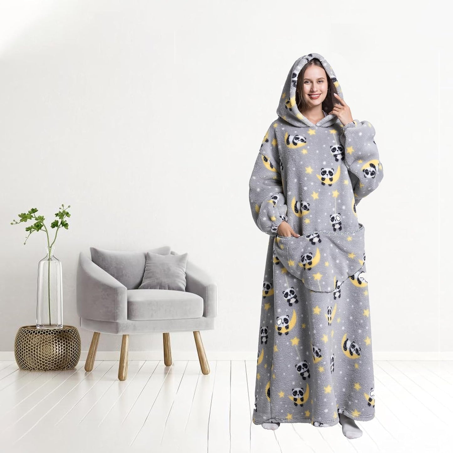 Capecage Blanket Hoodie, Long Hooded Blanket Sweatshirt as Birthday Gifts for Women Men, Long Wearable Blanket for Women Men.