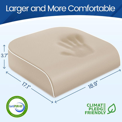 SweetSlubr Seat Cushion for Tailbone Pain Relief, Office Chair Cushion, Chair Pad, Memory Foam Large Cushion with Non-Slip Cover for Soft Support at Office Chair, Car Seat, Airplane, Black/Large
