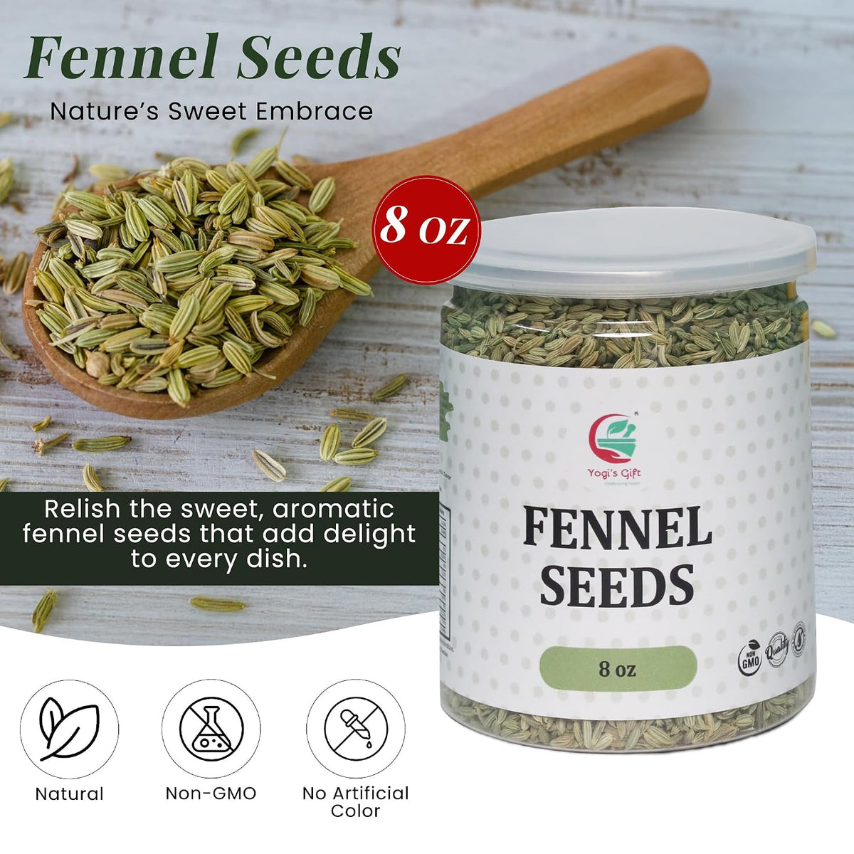 Yogi's Gift® Fennel Seeds 8oz | Whole Fennel Seeds | Premium Quality