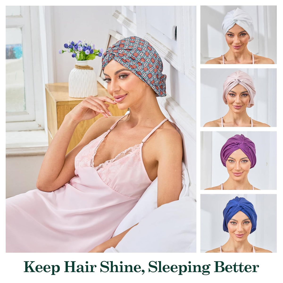 Adjustable Silk Bonnet Satin Curly Hair Wrap for Sleeping Women Anti Frizz