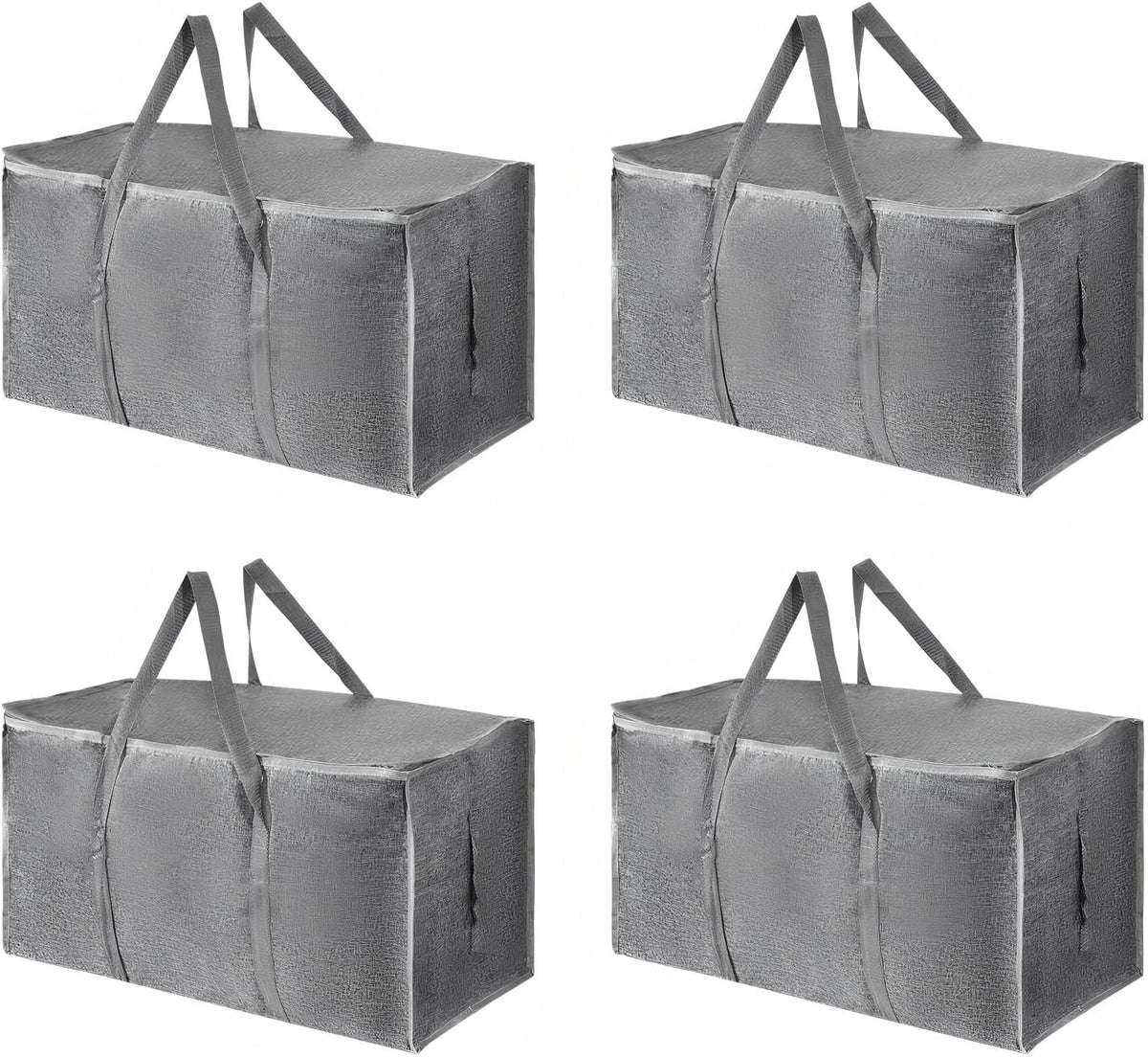 Moving Bags Extra Large - Heavy Duty Storage Totes with Wrap-Around Handles & Reinforced Zippers - Foldable Moving Box Alternative, Water-Resistant for Dorm, Closet & Under Bed Storage (Clear)