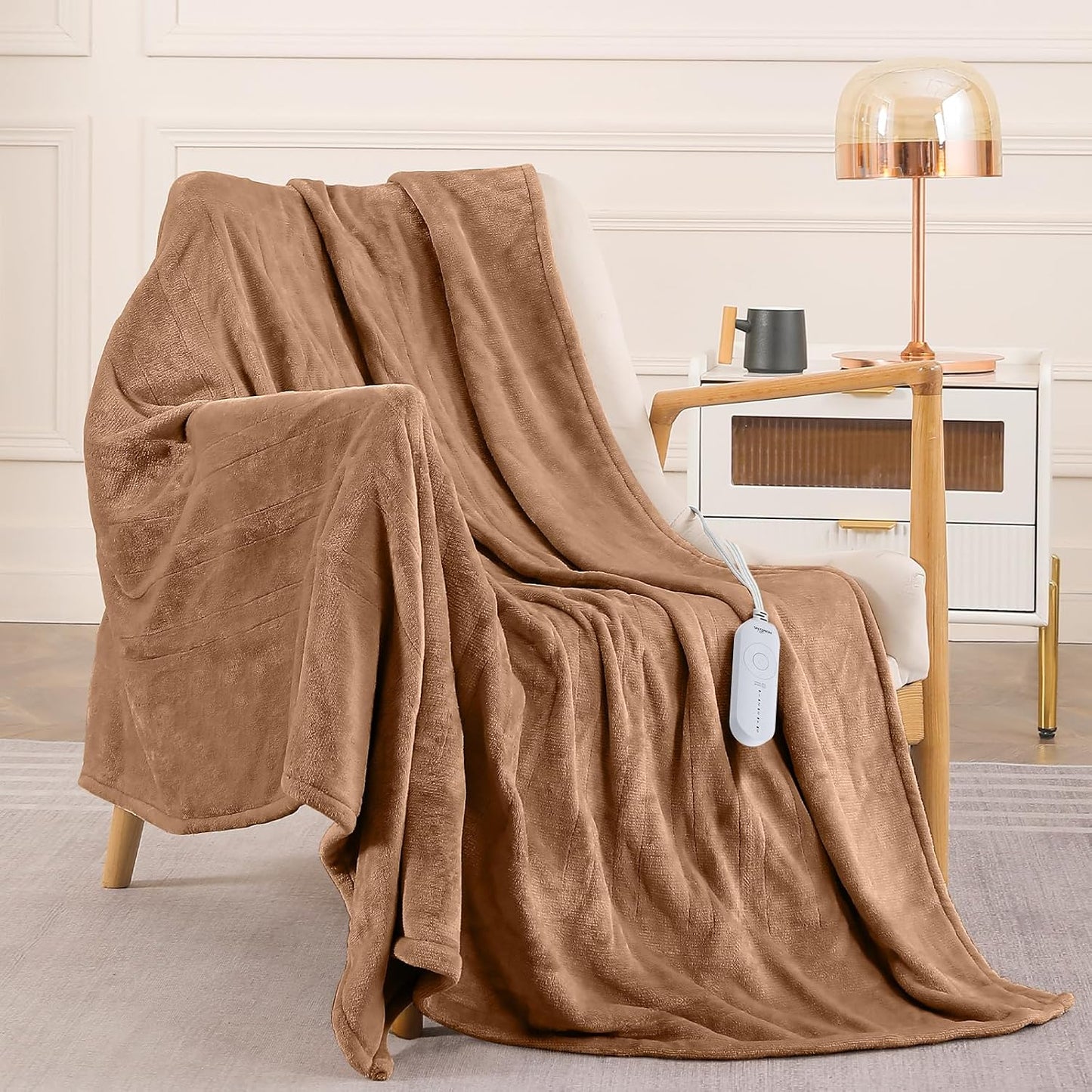 HOMLYNS LuxeHeat Heated Blanket Electric Blanket, Soft Flannel Sherpa Heated Throw, Heating Blanket with 5 Heat Settings, 3 hrs Timer Auto Shut Off (50x60 inches, Purple), Only for 120V Voltage Use