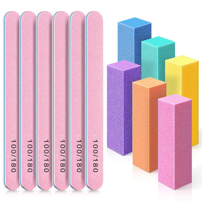 TsMADDTs Nail Files and Buffers, Professional Manicure Tools for Nail Care | Durable Emery, For Natural Or Acrylic Nails, Shaping and Polishing, Salon-Quality, DIY or Pro, 12PCS 100/180 Grit Nail Files