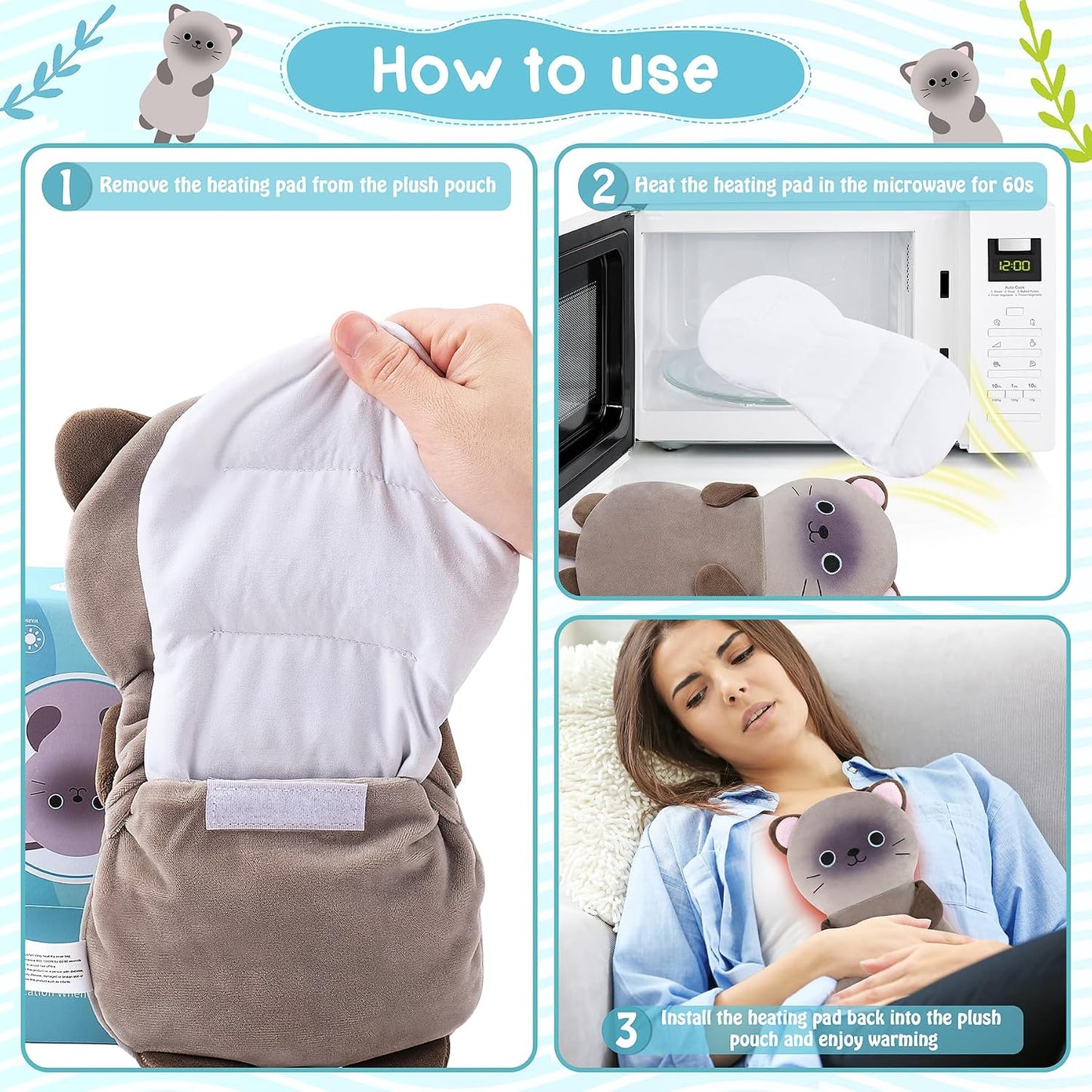 Microwave Heating Pad for Period Cramps,Otter Microwavable Heating Pad for Shoulder Neck Back Knee Pain Relief with Lavender Scented,Cute Otter Plush Toys Heat Pack for Women Kids Birthday