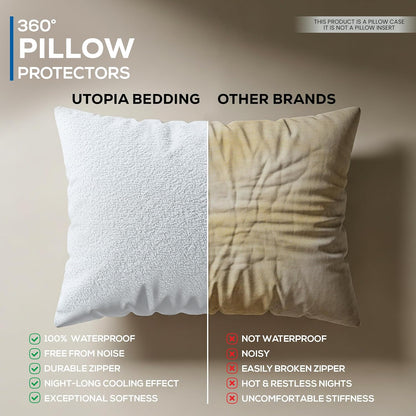 Utopia Bedding Set of 4 Waterproof Pillow Protectors with Zipper Standard Size, Terry Pillow Covers, Bed Bug and Dust Mite Proof Pillow Cases