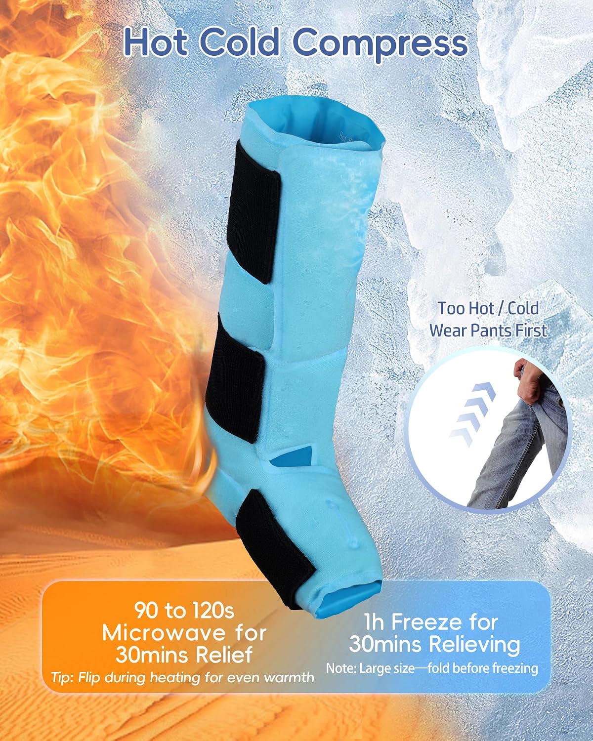 Comfytemp Ankle Ice Pack Wrap Brace for Swelling, Foot Pain Relief, 2 Gel Packs for Injuries Reusable, Hot Cold Compress Therapy for Plantar Fasciitis Relief, Heel Spur, Achilles Tendonitis, Swelling