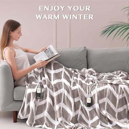 VENTIMI Electric Blanket Heated Throw, 50" x 60" Heated Blanket with 5 Heat Levels & 3 Hours Auto Off, Fast Heating Blankets with ETL & FCC Certification, Grey