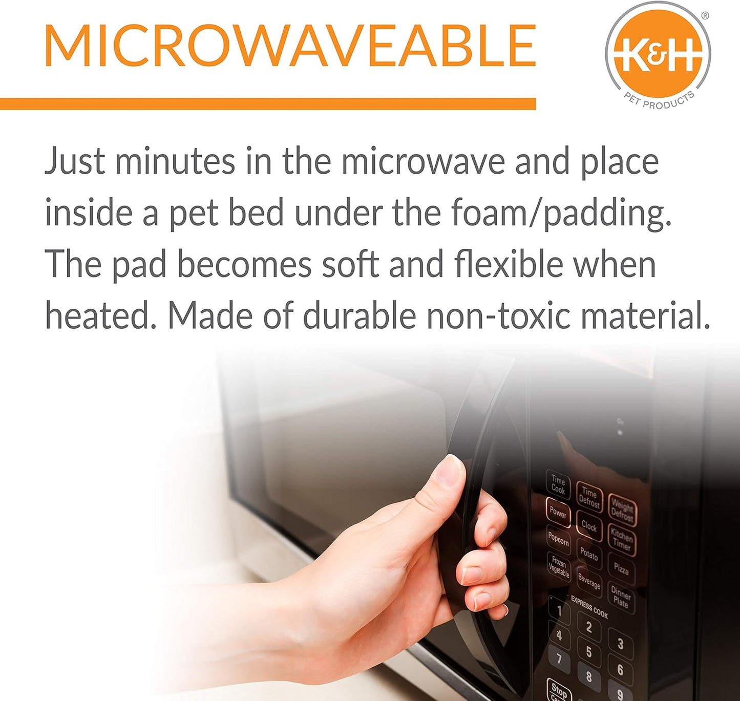 K&H Pet Products Microwavable Pet Bed Warmer, Multi-Purpose Heated Warming Pad for Cats and Dogs, Place Inside Any Pet's Favorite Bed, No Electricity Needed - 9 X 9in Blue