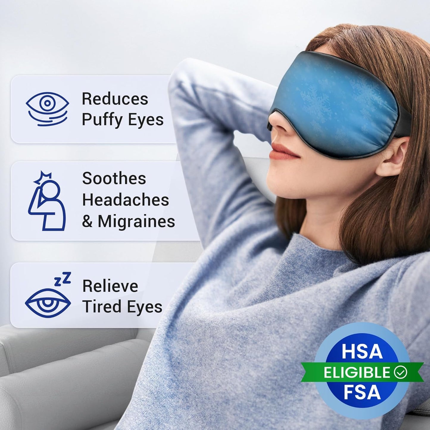Cooling Eye Mask for Puffy Eyes: Fsa Eligible ltems Hsa, Migraines Headache Fast Relief After Surgery Care Cold Compress, Reusable Face Ice Pack Gel for Dark Circles, Gentle Weighted Sleep Mask Purple