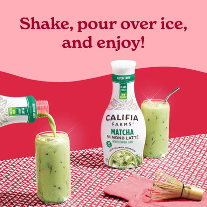 Califia Farms - Matcha Almond Latte, 48 oz, Dairy Free, Almond Milk, Plant Based, Vegan, Gluten Free, Non GMO, Green Tea