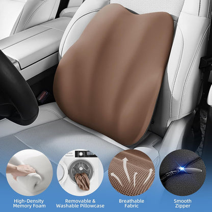 BEBAS Lumbar Support Pillow for Car, Memory Foam Back Cushion for Driving, Ergonomic Lumbar Pillow for Pain Relief, Comfort Lower Back Support for Office Chairs, Car Seat, Wheelchair -Black